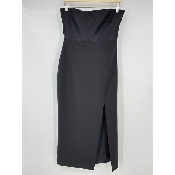 LIKELY | Valerie Dress in Black Bow Strapless Midi Sheath 4 - Picture 3 of 11